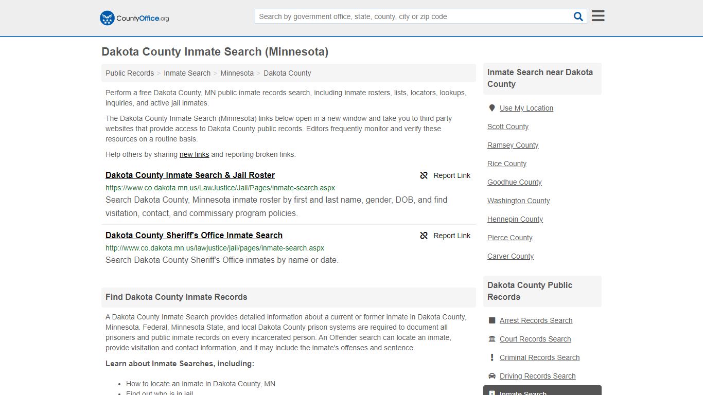 Inmate Search - Dakota County, MN (Inmate Rosters & Locators)